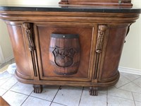 Burled Wood Inlay Bar Cabinet