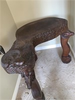 Carved Mtn Sheep Wood Table