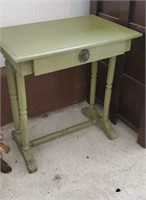 Olive green side table with draw Approx 26 inches