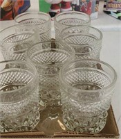 7 Wexford pattern glass glasses