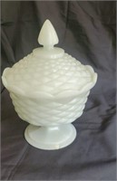 Milkglass compote approx 8 inches tall