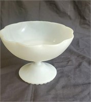 White glass compote approx 5 inches tall