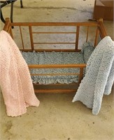 Baby doll crib bed and 2 baby blankets