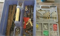 Caddy and contents including drill bits and
