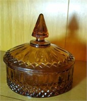 Amber colored candy dish