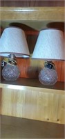 Pair of small shade lamps approx 11 inches tall