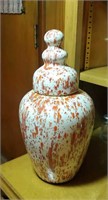 Beautiful red & white glazed jar approx 13 inches