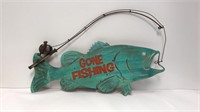 “Gone Fishing” Metal sign-approx 33” wide x 22”