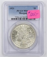 PCGS MS 64 1921-P Morgan Silver Dollar Coin