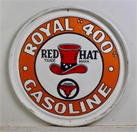 Hand Painted Royal 400 Red Hat Gasoline Sign