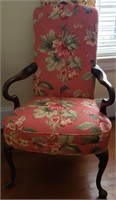 Floral Queen Anne Martha Washington Arm Chair