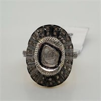 SILVER DIAMOND(0.9CT)  RING (~SIZE 7) (~WEIGHT