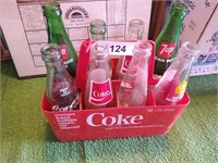 Plastic Coca-Cola Container w/ Asst Glass Bottles