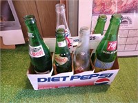 Pepsi Cardboard Container w/ Asst Glass Bottles