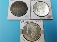 Lot of 3 Morgan silver dollars: 1885, 1896 O, 1900