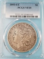 1893 Carson City Morgan Silver dollar  VF35 by PCG