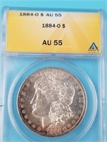 1884 O Morgan silver dollar AU55 by ANACS