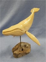 Whale carved from walrus Buxton of fossilized walr