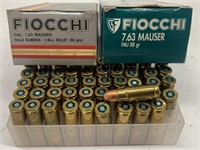 (100 Rds) Assorted 7.63 Mauser  Ammo 88 Gr FMJ