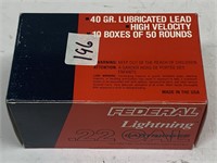 (500 Rds) .22 LR Ammo Lightning High Velocity
