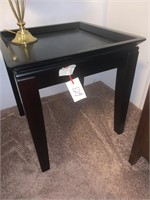 NEAT BLACK WOOD END TABLES