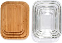 Glass Food Storage Containers Bamboo Lids 4 Piece