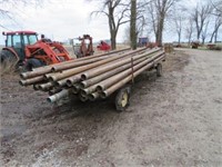 Pile of 20' 5" Aluminum Irrigation Pipe & Trailer