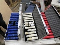 Lot of Red White Blue Poker Chips in Cases