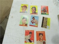 Lot of 8 1958 Topps Baseball Cards #1
