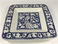 Signed Rampini Italy Square Peacock Plate
