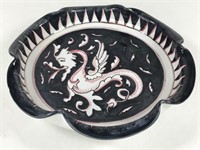 Handpainted Signed Italian Ceramic Dragon Bowl