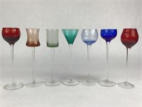 Set of 7 VTG Colored Glass Aperitifs
