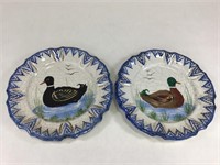 Pr Handpainted Italian Plates w/ Ducks