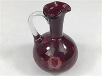 VTG Ruby Etched Glass Cruet