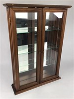 Small Wood Display Case w/ Glass Shelves
