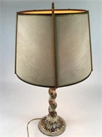 Italian Handpainted Ceramic Candlestick Lamp