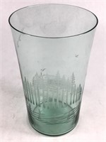 Karhula Scandinavian Etched Green Glass Vase