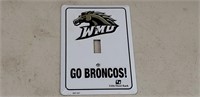 Metal "Go Broncos" Light Switch Plate