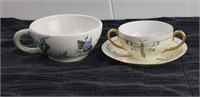 Vintage Garden Floral Bowl/ Prussia Dragonfly