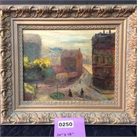 T. Cole, Oil Painting of Village Scene