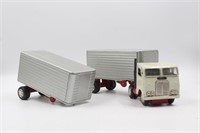 Vintage White Freightliner Toy Truck and Trailer
