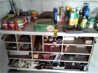 wooden storage cabinet & garden supplies & more