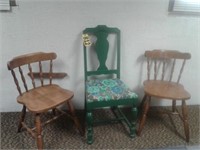 Vintage straight chair " old green paint " & more