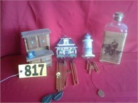 Minard's Liniment bottle , wind chimes & more