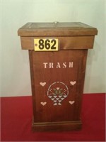 Oak  trash container 28" H X 15" W X 14" D