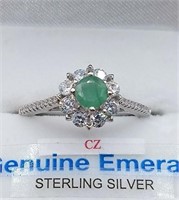 Emerald & CZ Cocktail Ring-New