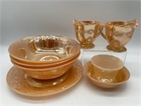 Fire King Peach Lustre Dishes : (1) Plate, (3)