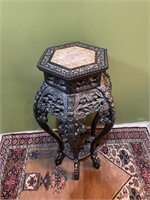 Victorian Mid 1800s Carved Oriental Marble Top Pla