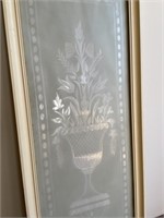 Victorian Style Etched European Glass Panel