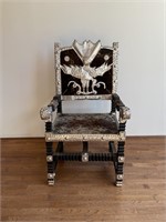 African Throne Chair with Eagle & Animal Hide